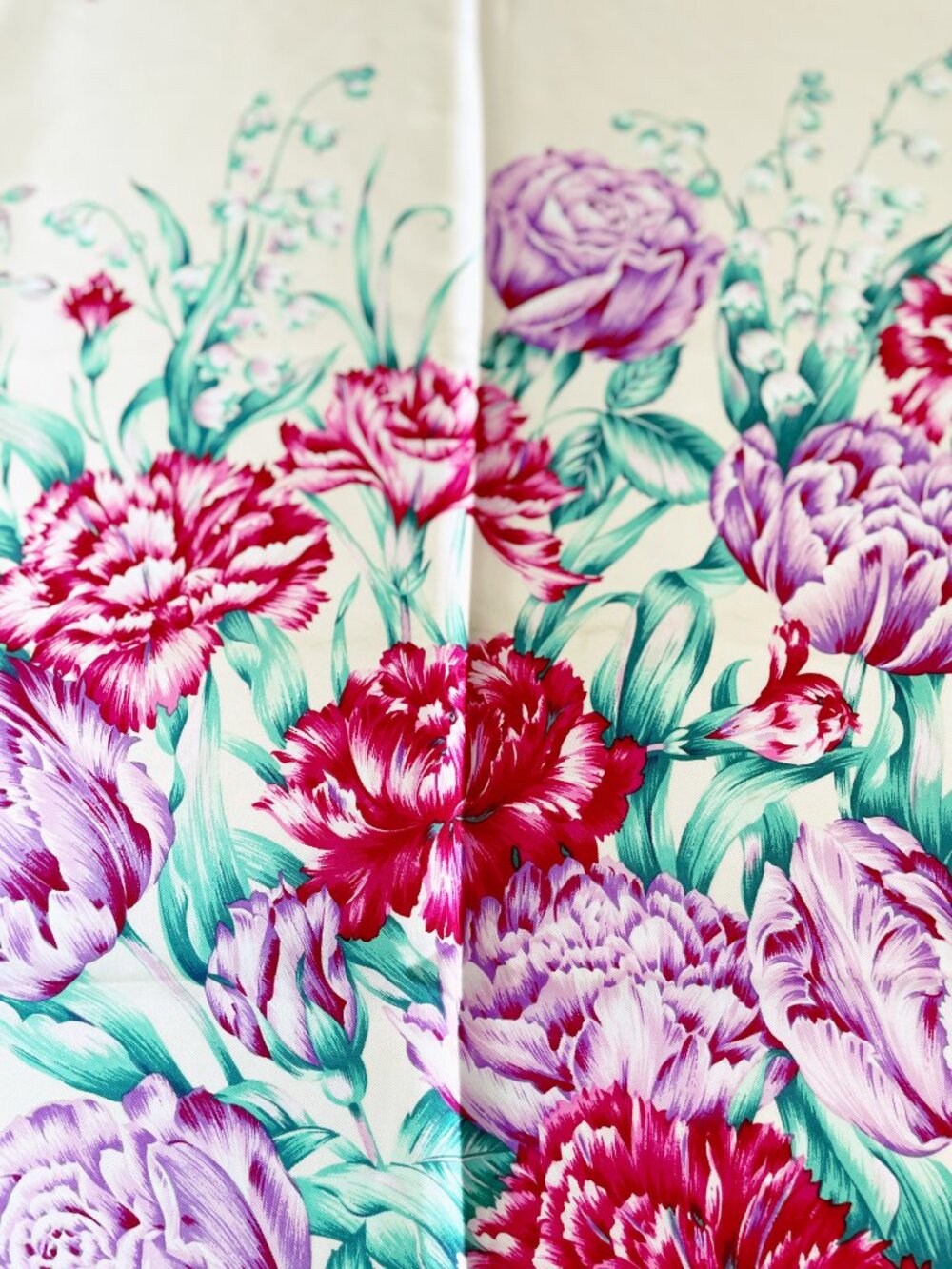 Vintage Christian Dior Silk Floral Scarf – 90cm / 35" Square – Made in Japan - Picture 8 of 16